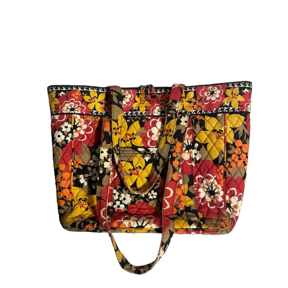 VERA BRADLEY VERA EXTRA LARGE TOTE BAG~BITTERSWEET Bright Floral Pattern Laptop - Picture 1 of 11